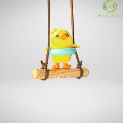 Swing Duck Car Pendant - Cute Animated Rearview Mirror Ornament