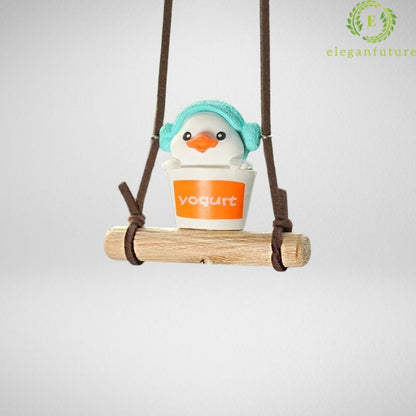 Swing Duck Car Pendant - Cute Animated Rearview Mirror Ornament