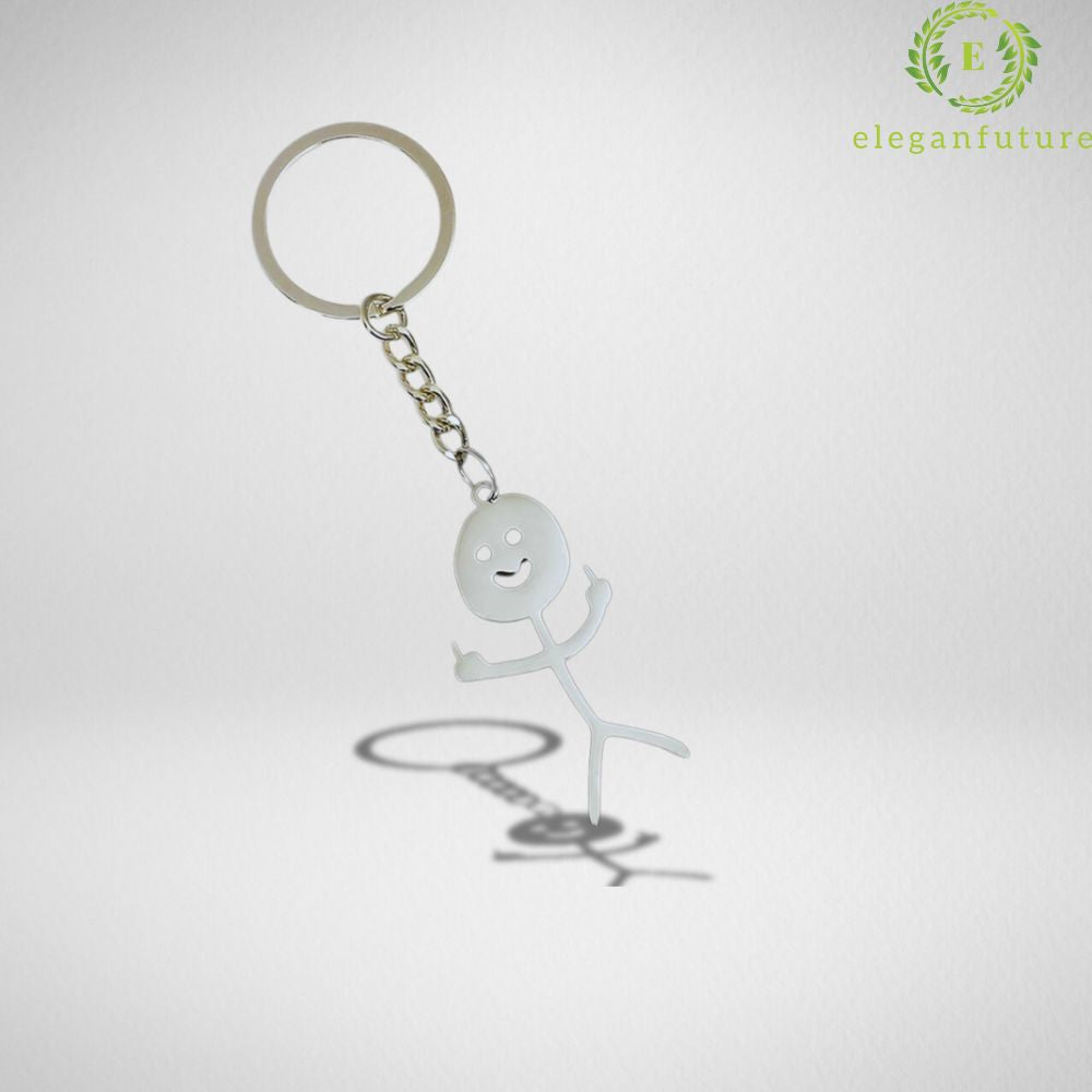 Finger Heart Stickman Keychains - Stainless Steel