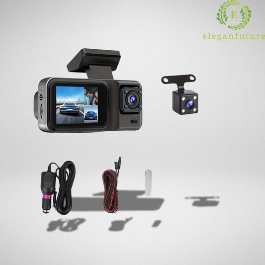 "3-Channel Dash Cam 1080P - Car DVR with Rear View Camera