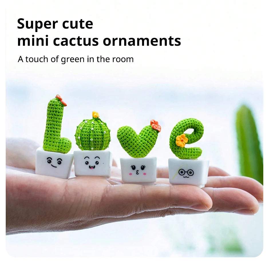 1 Set Of 4 Mini  Cactus Figurines