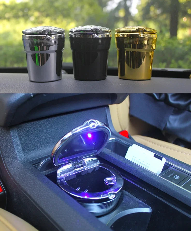 Car Ashtray & Garbage Can with LED Light