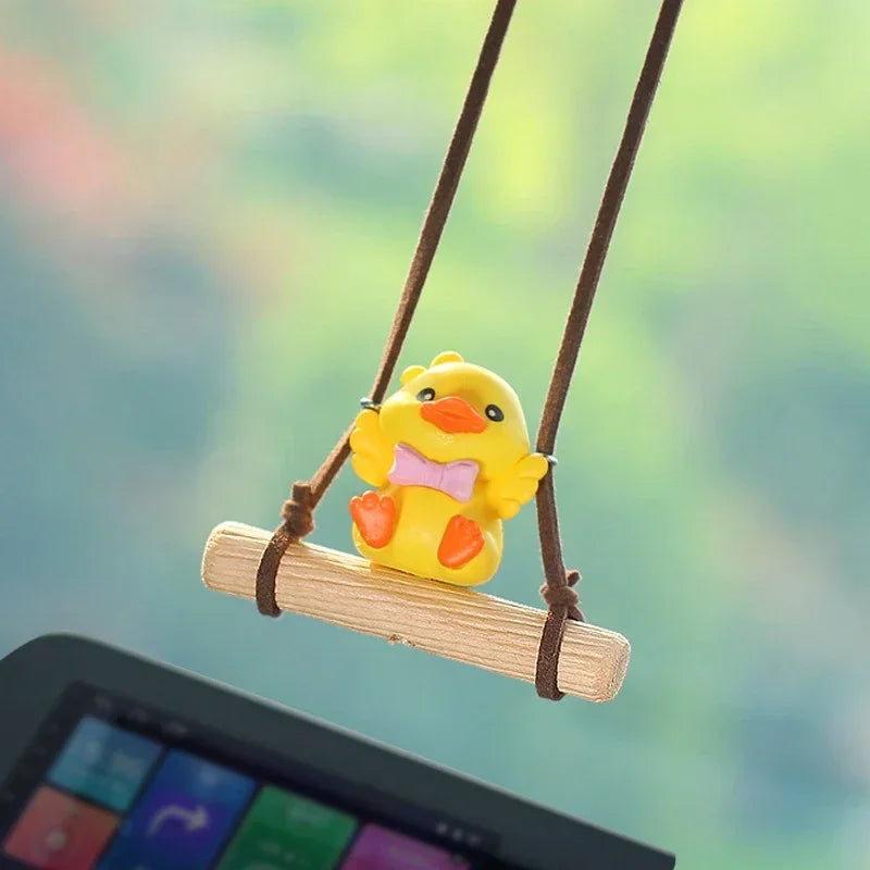 Swing Duck Car Pendant - Cute Animated Rearview Mirror Ornament