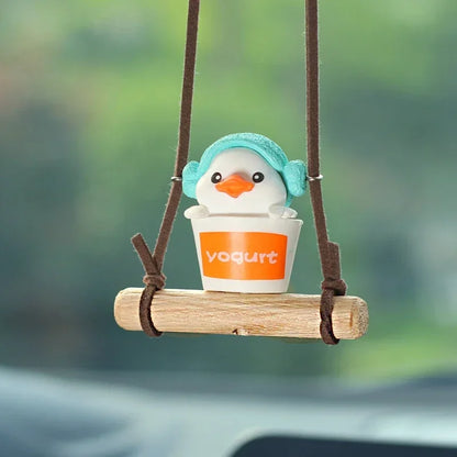 Swing Duck Car Pendant - Cute Animated Rearview Mirror Ornament