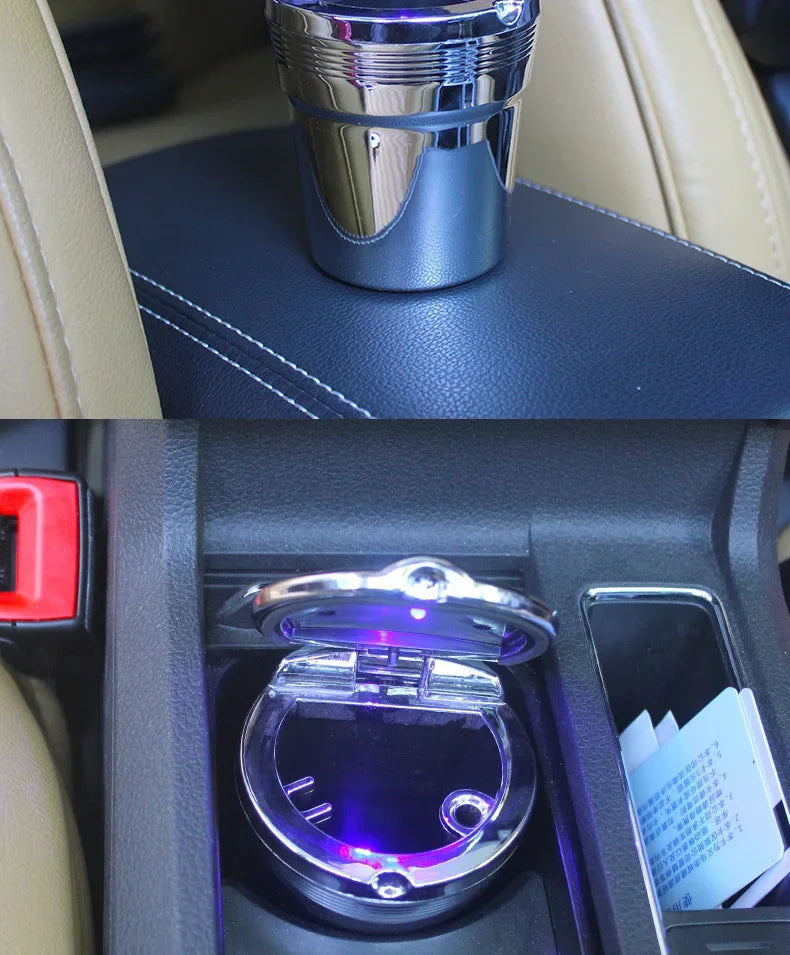 Car Ashtray & Garbage Can with LED Light